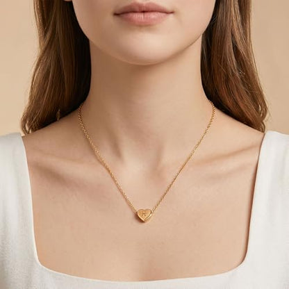 18k Gold Plated Heart Pendant Letter Necklaces for Girls Stainless Steel Initial Necklace for Women Birthday Gifts for Girls Women - color: Brushed Gold, style: Letter H