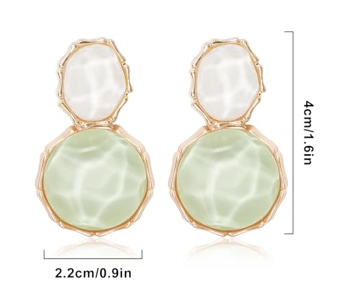 Resin Earrings for Women Acrylic Water Ripple Earring Boho Dangle Drop Earring - color: Light Green