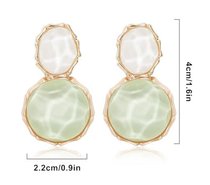Resin Earrings for Women Acrylic Water Ripple Earring Boho Dangle Drop Earring - color: Light Green