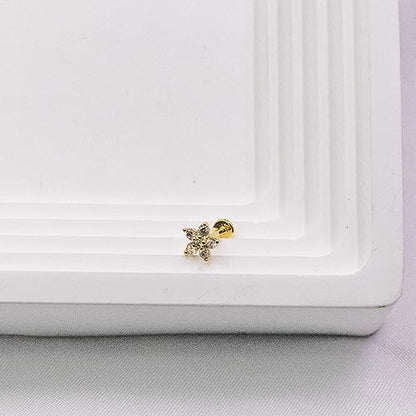 VERAMI 16G Surgical Steel Pushin Lip Rings Butterfly Flower Bee Nose Stud Rings Top Push in Threadless Flat Back Nose Rings Studs Cartilage Earrings for Womens - color: STYLE-4