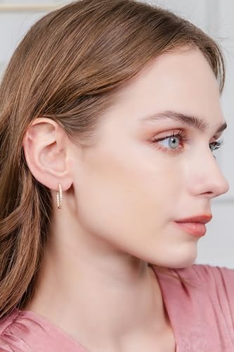 Hoops & Loops 925 Sterling Silver Cubic Zirconia Inside Out Oval Hoop Earrings for Women, 20mm 25mm 30mm - color: 20mm-Yellow Gold