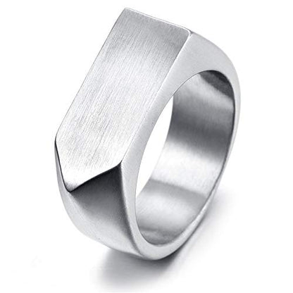 Men's Stainless Steel Simple Square Band Ring Signet Style