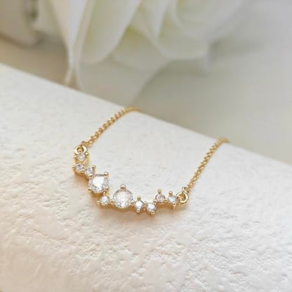Zeffy Diamond Necklaces for Women, Dainty Gold Necklace 18k Gold Plated Layered Necklaces Simple Gold CZ Diamond Pendant Necklaces for Women Trendy Jewelry Gifts for Girls - color: Gold Multi CZ Necklace