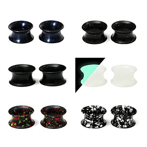 WBRWP 48/32/24/22/20/16/12pcs Ear Tunnels and Plugs - Double Flared Hollow Hard/Soft Silicone Ear Gauges - Ear Expander Stretcher Body Piercing Jewelry 8g-1" - color: 12pcs soft(thin) silicone set