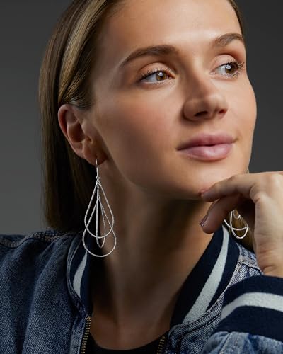 Milla Dainty Silver Drop Earrings for Women and Dangling Gold Earrings | Hypoallergenic, Easy to Wear, Available in 14K Gold, Rose Gold, or Silver Plated Finish, Different Designs - color: Triple Teardrop / Silver Plated