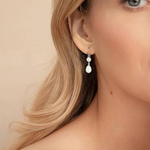 925 Sterling Silver Hook Pearl Dangle Earrings for Women Drop Hook Vintage Earrings Jewelry Birthday Gifts - style: DBHook