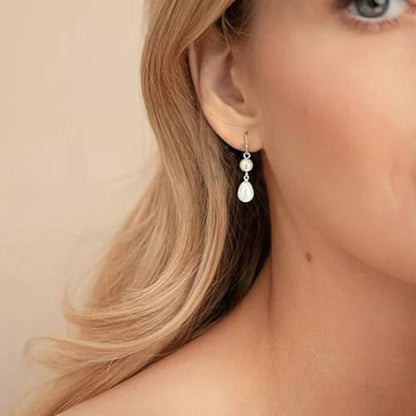 925 Sterling Silver Hook Pearl Dangle Earrings for Women Drop Hook Vintage Earrings Jewelry Birthday Gifts - style: DBHook