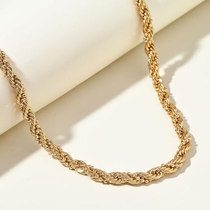 SEADAY Layered Gold Necklace for Women, 3-in-1 Gold Stack Necklace | Long Gold Necklace, Square, Hypoallergenic, Tarnish-resistant & Adjustable, Fashion Jewelry Gift Box & Gift Bag - color: Gold - Chunky Chain S