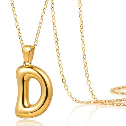 DoDoBeads Stainless Steel Initial Necklace, Waterproof 18K Gold Plated Necklace, Non-Tarnish Chunky Monogram Jewelry Gifts for Women, Mothers Day Gift - style: D