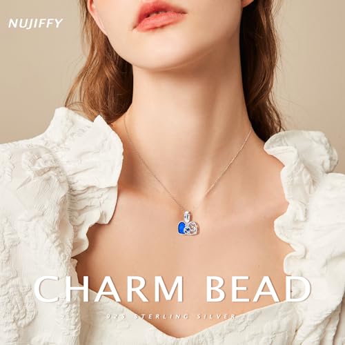 925 Sterling Silver Charms Bead for Bracelets Necklaces, Star Moon Crescent Sun Solar Pendent, Blue Ocean Starfish Shells Turtle Crab Starry Sea Cute Jewelry Birthday Gifts for Women Men - style: Blue Heart