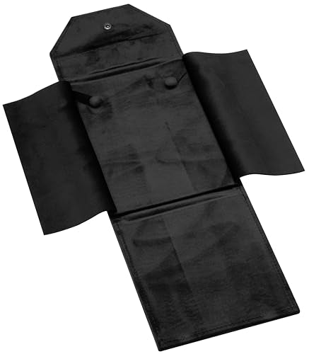 Velvet Necklace Jewelry Travel Folder Storage Display Case (Black) - color: Black