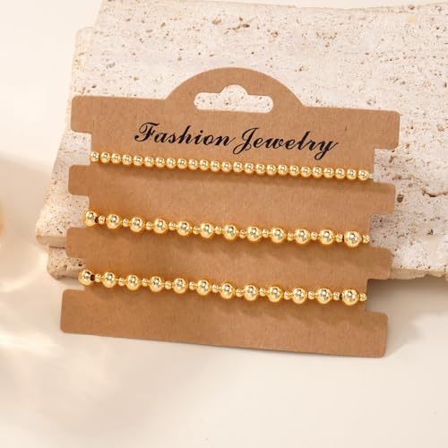 Gold Bracelets for Women, Beaded Cross Stack, Non Tarnish Set，Set-1 | Gold Beaded Bracelet Stack with Stretch Fit, Waterproof Finish and Dainty Design for Everyday Wear and Gifts - color: Colors-12