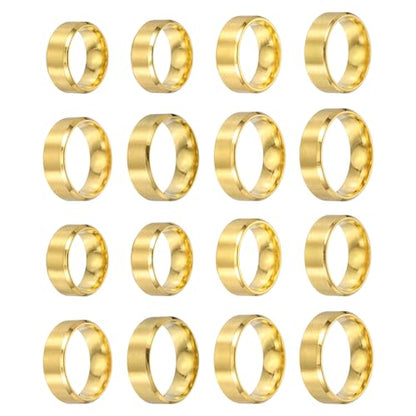 MECCANIXITY Stainless Steel Ring, Plain Ring Blanks Matte Brushed Wedding Bends for Men Women - color: Gold