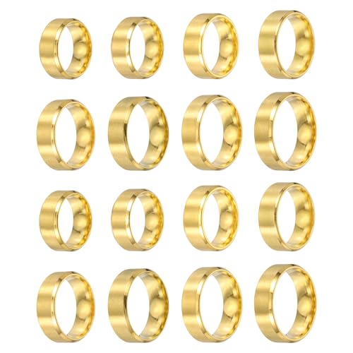 MECCANIXITY Stainless Steel Ring, Plain Ring Blanks Matte Brushed Wedding Bends for Men Women - color: Gold