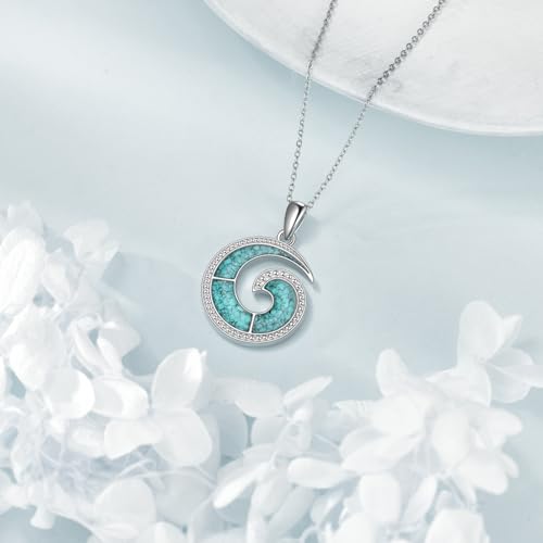 ONEFINITY Ocean Wave Necklace for Women Turquoise Wave Pendant Necklace Beach Jewelry Gifts
