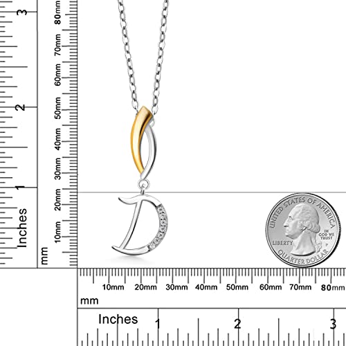 Gem Stone King Initial Pendant Necklace Letter A to Z Alphabet | 925 Sterling Silver | White Moissanite | Gift Women Mother's Day Christmas Wife Mom Girlfriend Anniversary Birthday | By Keren Hanan - style: Initial D