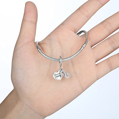 925 Sterling Silver Charms Pendants Mom Heart Dog koi fish Sea Turtle Football Charms for bracelet Pendants Beads Mom Sister Wife Family, Friends, Birthday gifts - style: Forever friend pendant