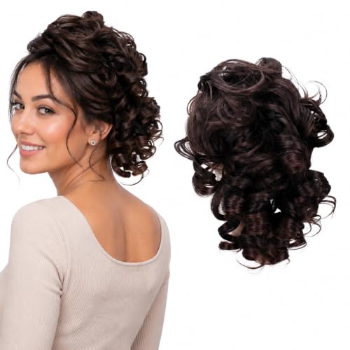 CAISHA Jumbo Hairpiece Scrunchy Updo Voluminous Curly Messy Bun Brown Mix G4L - color: brown mix #4T30 G4L