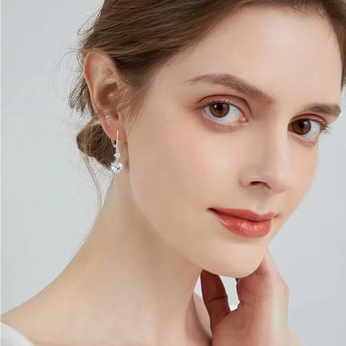 Silver Dangle Double Hoop Earrings For Women Paperclip Link Earring | Drop Small Silver Earrings Square Huggie Paperclip Dangly Hoop Silver Hoops Earrings Jewelry - color: Silver Heart