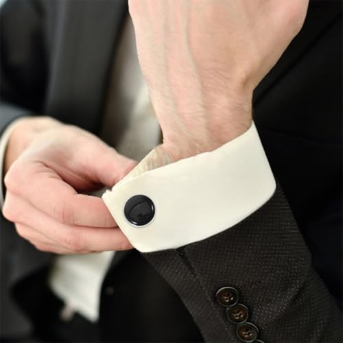 Men’s Formal Cufflinks and Shirt Studs Set, Gold-blue Silver-black Tone, Metal Tuxedo Buttons for Wedding, Business, Groom Accessories