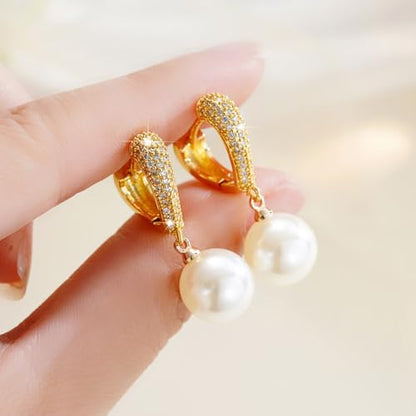 Fashion Fresh Drop Earrings with Imitation Pearl Female Stylish Jewelry - color: Gold Color