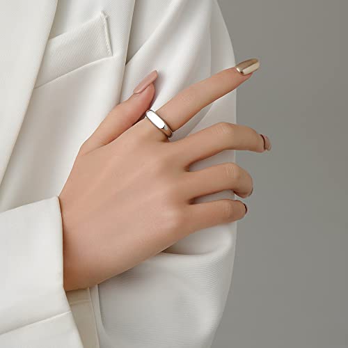 VQYSKO 14K Gold Plated Signet Ring | Statement Band Jewelry for Women - color: Silver