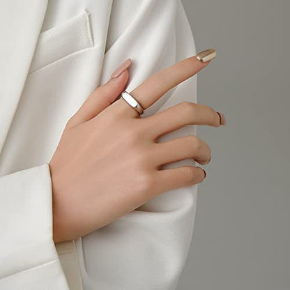 VQYSKO 14K Gold Plated Signet Ring | Statement Band Jewelry for Women - color: Silver