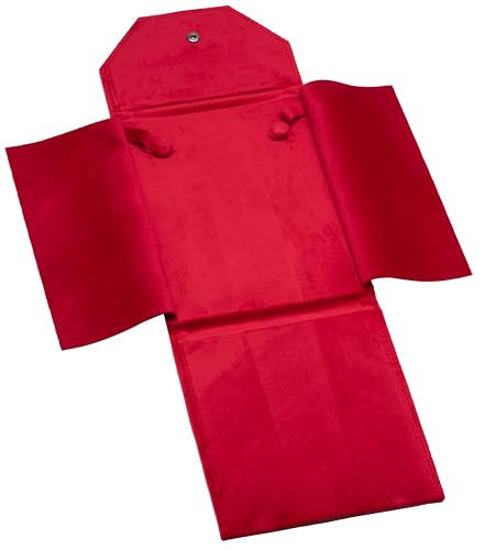 Velvet Necklace Jewelry Travel Folder Storage Display Case (Red) - color: Red
