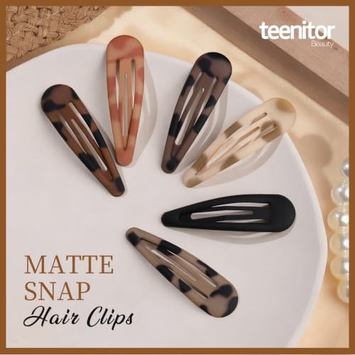 Teenitor Hair Barrettes Matte Snap Hair Clips, 24Pcs Hair Barrettes For Women Girls, 2 Inch 6 Colors
