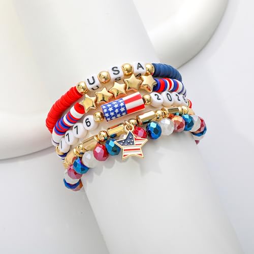 Boho Beaded Stretch Bracelets For Women Stackable Crystal Gold Plated Beaded Bracelets Set Trendy Handmade Friendship Braeclet Jewelry Gifts - color: U-250th bracelet 2