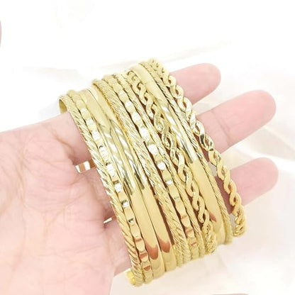 12PCS Sterling Silver Bangle Bracelets for Women Stack Chunky Indian MultiLayer Stackable Textured Boho Simple Delicate Jewelry Set Non Tarnish Birthday Gifts for Women Her