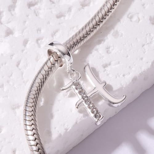 925 Sterling Silver Initial Charm fits Pandora, Gift for Mom Wife | Christmas,Birthday,Mother's Day, Anniversary, Valentine's Day - color: Letter H