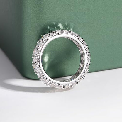 Moissanite Eternity Ring, S925 Sterling Silver Wedding Band for Women - style: Star Prism Eternity Band