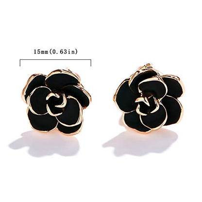Clip On Earring For Women Pearl Non Pierced Clip Earrings - color: Rose Flower Rose Gold