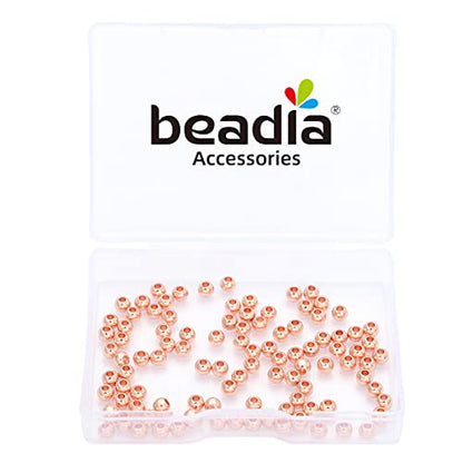 Rose Gold Plated Round Spacer Beads 4mm 100pcs for Jewelry Making Findings Non Tarnish - color: Rose Gold, size: 4mm