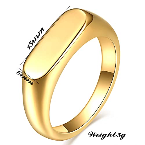 VQYSKO 14K Gold Plated Signet Ring | Statement Band Jewelry for Women - color: Gold