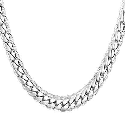 U7 Men Stainless Steel Necklace Cuban Link Chain, Flat Curb Chain Necklaces Unisex, Silver/Black/Gold Plated Chunky Hip Hop Neck Chain, 6mm/9mm Width, 18-32 Inches Length Jewelry for Mens Women - color: c. 6mm Steel, size: 18 Inches, style: a. Flat Curb