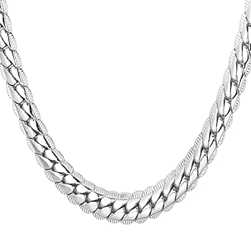 U7 Men Stainless Steel Necklace Cuban Link Chain, Flat Curb Chain Necklaces Unisex, Silver/Black/Gold Plated Chunky Hip Hop Neck Chain, 6mm/9mm Width, 18-32 Inches Length Jewelry for Mens Women - color: c. 6mm Steel, size: 22 Inches, style: a. Flat Curb