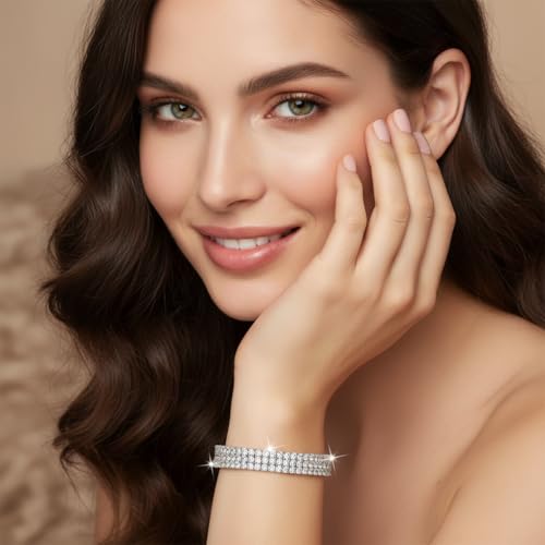 2 Rows Tennis Bracelets for Women Men - 18K Yellow Gold Plated 3mm Round Cut Cubic Zirconia Classic Tennis Bracelet, Size 6.5-8.5 Inch - color: Gold - 3 Rows, size: 7.5 inch