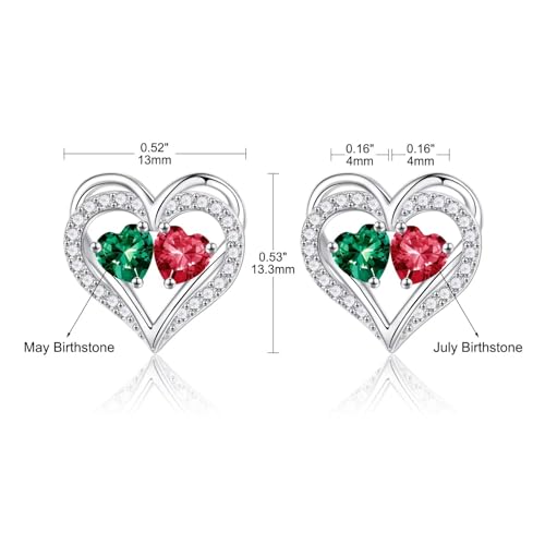 Iefil Birthstone Earrings for Women - 925 Sterling Silver Birthstone Earrings, Anniversary Birthday Gifts for Women Wife Girlfriend Mom - color: 05-07-May-Jul Birthstone