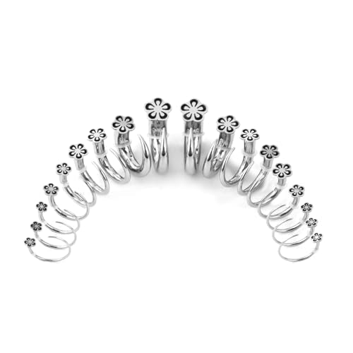 TBOSEN 18PCS Stainless Steel Stretching Kit Taper Bend Expander O-Ring Round | Flower | Heart | Cat Top Body Piercing Jewelry Set - color: Flower Top,Silver