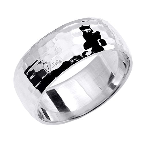 925 Sterling Silver 8 MM Hammered