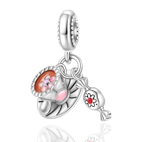 925 Sterling Silver Bead Charm for Pandora Bracelets and Necklaces,Pink Bow Cherry Butterfly Blue Ocean Pendant Bead Charms Jewelry Present Valentines Gifts for Wife/Girlfriend Women - style: Candy Coffee Charms