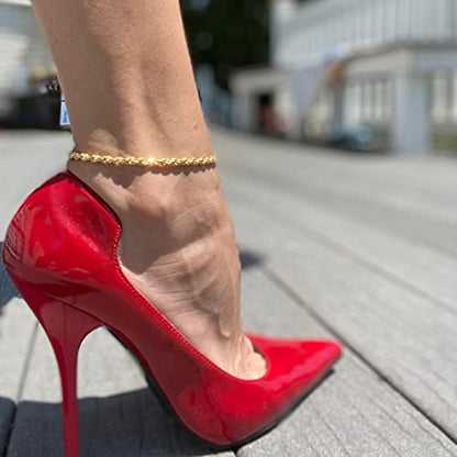 DEARMAY Gold Anklets for Women Waterproof | Non Tarnish14K Gold Plated Ankle Bracelets Set Stack, Summer Beach Jewelry Gifts for Vacation - color: Gold Anklet-S