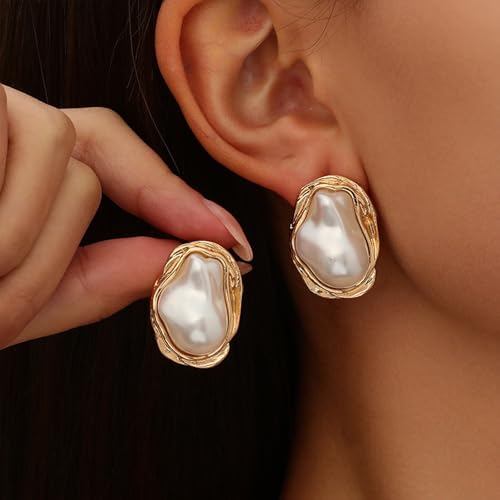 Baroque Pearl Earrings for Women Irregular Pearl Dangle Earrings Vintage Dangle Earring Bridal Wedding Jewelry - style: Style 4