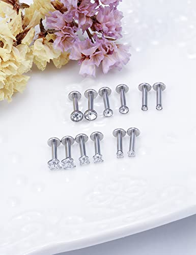 14G Lip Rings Stainless Steel Tragus Helix Conch Piercing Jewelry Snake Bite Piercing Monroe Lip Rings Labret Medusa Cartilage Lobe Earrings Piercing Jewelry Cubic Zirconia 2MM 3MM 4MM - color: 6MM-Silver,2mm/3mm/4mm