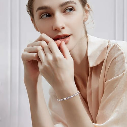J.Fée Silver Bracelet, S925 Tennis Bracelet with Sparkling 5A Cubic Zirconia Silver Bracelets for Women Adjustable Bracelet for Women Bracelets Womens Bracelet Women Gifts for Women Mom - color: Zirconia Purple CZ