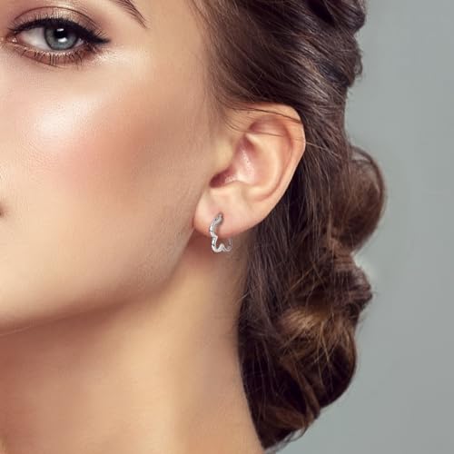 NARMO 925 Sterling Silver Earrings for Women Hypoallergenic Hoop Earrings - color: Flower Shaped