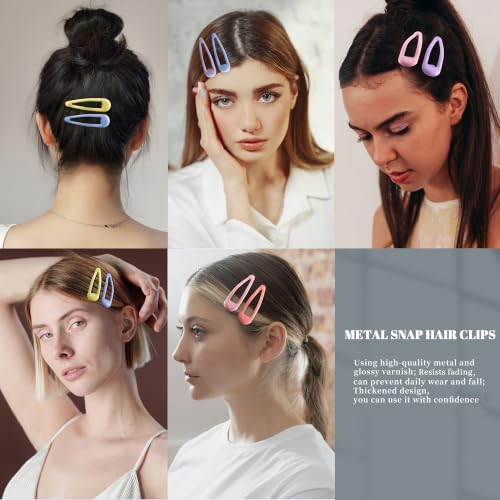 20 PCS Metal Snap Hair Clips Water Drop No Slip Barrettes for Women Bright Small Hair Clips For Thick And Thin Fine Hair,Yellow Blue Purple Pink,1.97 x 0.5 In. - color: Yellow Blue Purple Pink