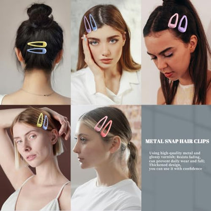 20 PCS Metal Snap Hair Clips Water Drop No Slip Barrettes for Women Bright Small Hair Clips For Thick And Thin Fine Hair,Yellow Blue Purple Pink,1.97 x 0.5 In. - color: Yellow Blue Purple Pink